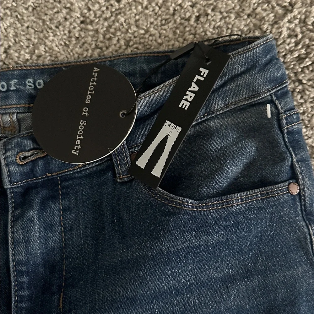 Articles Of Society Dark Blue Flare Jeans - Picture 3 of 5